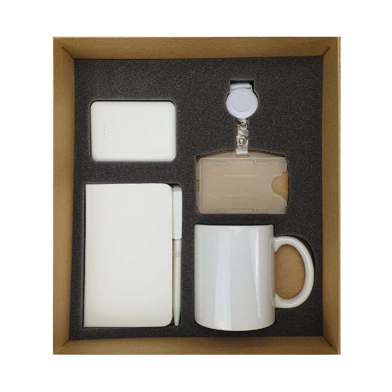 Natural Cardboard Gift Box With Mini Size Powerbank, PU Notebook, Maxema Zink Pen